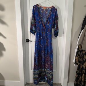 Flying Tomato Blue Boho Maxi Dress